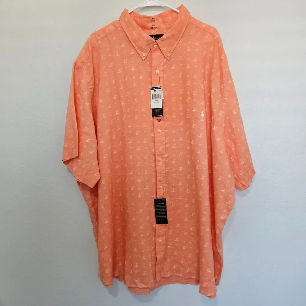 NWT Ralph Lauren Nautical Cotton Short Sleeve Button Down Lighthouse Men 4XB - Picture 8 of 9